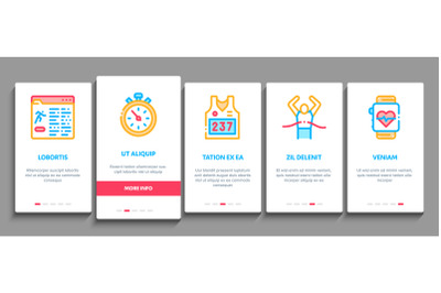 Marathon Onboarding Elements Icons Set Vector