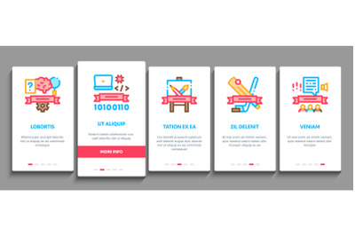 Academy Educational Onboarding Elements Icons Set Vector