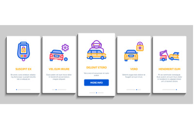 Car Theft Onboarding Elements Icons Set Vector