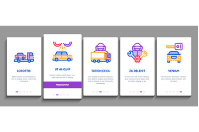 Car Theft Onboarding Elements Icons Set Vector