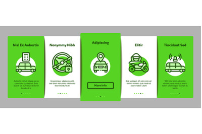 Car Theft Onboarding Elements Icons Set Vector