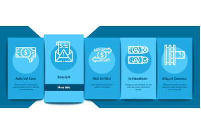 Fake Money Onboarding Elements Icons Set Vector