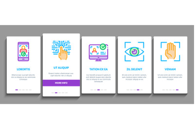 Recognition Onboarding Elements Icons Set Vector