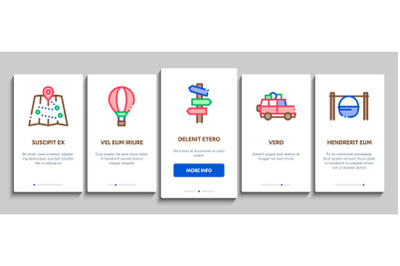 Adventure Onboarding Elements Icons Set Vector