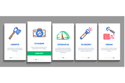 Adventure Onboarding Elements Icons Set Vector