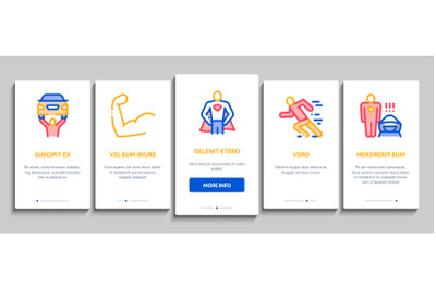 Super Hero Onboarding Elements Icons Set Vector