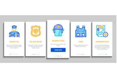 Police Department Onboarding Elements Icons Set Vector