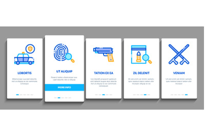 Police Department Onboarding Elements Icons Set Vector