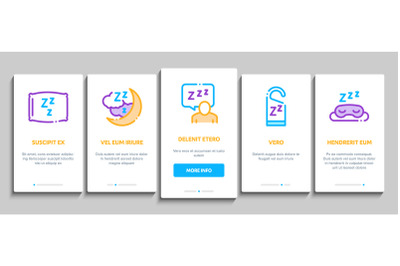 Sleeping Time Devices Onboarding Elements Icons Set Vector