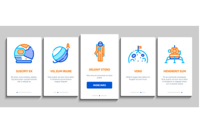 Astronaut Equipment Onboarding Elements Icons Set Vector