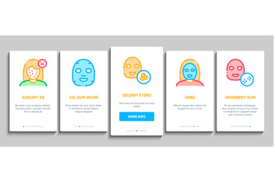 Facial Mask Healthcare Onboarding Elements Icons Set Vector