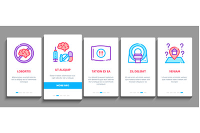 Alzheimers Disease Onboarding Elements Icons Set Vector