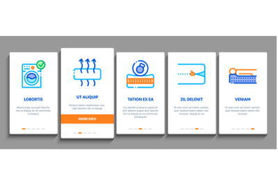 Mattress Orthopedic Onboarding Elements Icons Set Vector