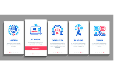 Podcast And Radio Onboarding Elements Icons Set Vector