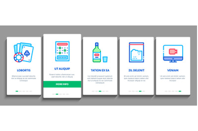 Addiction Bad Habits Onboarding Elements Icons Set Vector