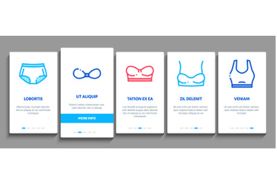 Lingerie Bras Panties Onboarding Elements Icons Set Vector