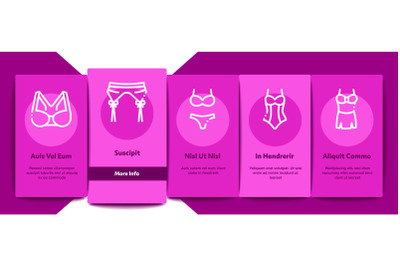 Lingerie Bras Panties Onboarding Elements Icons Set Vector