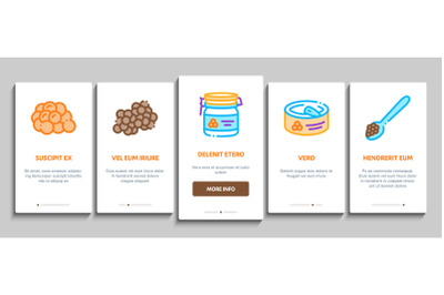 Caviar Seafood Product Onboarding Elements Icons Set Vector