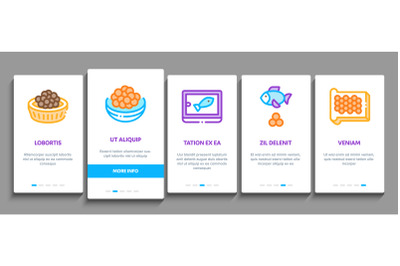 Caviar Seafood Product Onboarding Elements Icons Set Vector