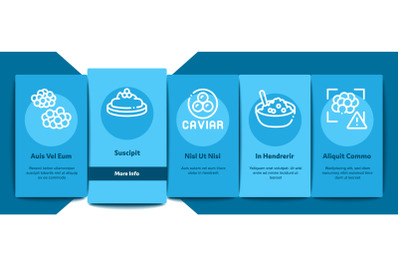 Caviar Seafood Product Onboarding Elements Icons Set Vector