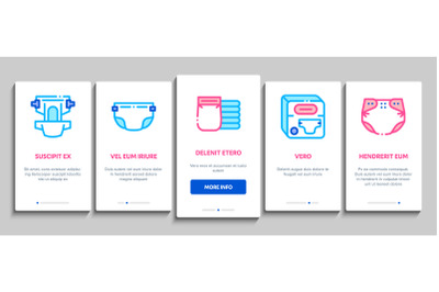 Diaper For Newborn Onboarding Elements Icons Set Vector