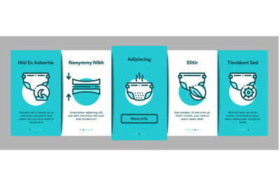 Diaper For Newborn Onboarding Elements Icons Set Vector