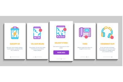 Electrical Waste Tools Onboarding Elements Icons Set Vector