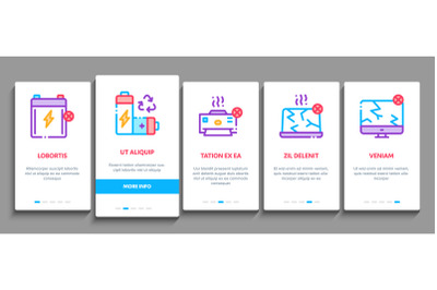 Electrical Waste Tools Onboarding Elements Icons Set Vector