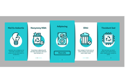 Electrical Waste Tools Onboarding Elements Icons Set Vector