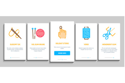 Sewing And Needlework Onboarding Elements Icons Set Vector