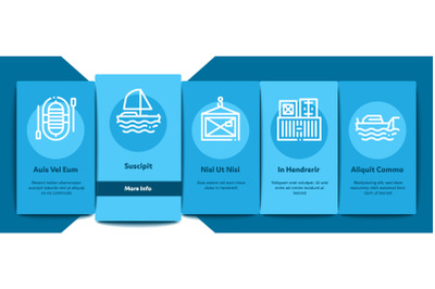 Marine Port Transport Onboarding Elements Icons Set Vector