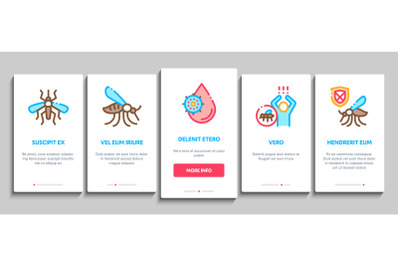 Malaria Illness Dengue Onboarding Elements Icons Set Vector