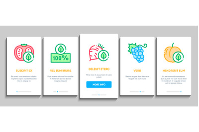 Organic Eco Foods Onboarding Elements Icons Set Vector