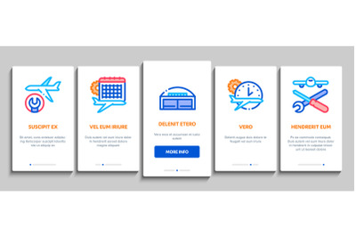 Aircraft Repair Tool Onboarding Elements Icons Set Vector