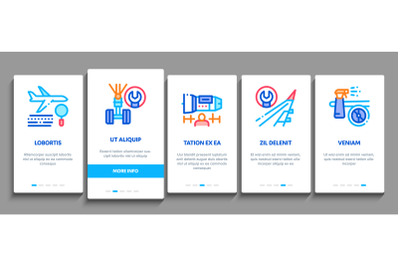 Aircraft Repair Tool Onboarding Elements Icons Set Vector