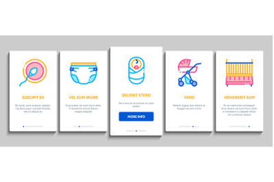 Baby Clothes And Tools Onboarding Elements Icons Set Vector