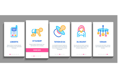 Baby Clothes And Tools Onboarding Elements Icons Set Vector