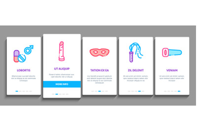 Intim Shop Sex Toys Onboarding Elements Icons Set Vector