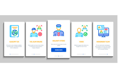 Passport Control Check Onboarding Elements Icons Set Vector