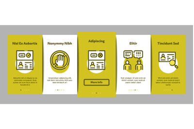 Passport Control Check Onboarding Elements Icons Set Vector