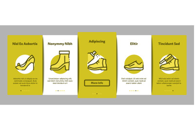 Shoe Repair Equipment Onboarding Elements Icons Set Vector