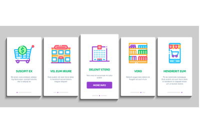 Grocery Shop Shopping Onboarding Elements Icons Set Vector