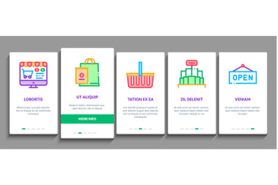 Grocery Shop Shopping Onboarding Elements Icons Set Vector