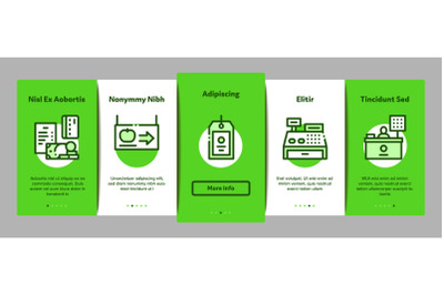 Grocery Shop Shopping Onboarding Elements Icons Set Vector