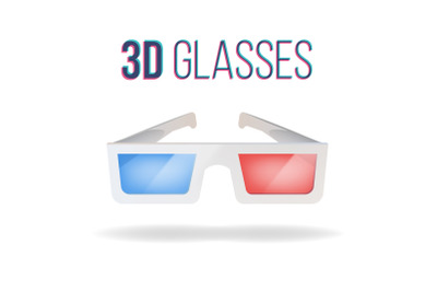 Realistic 3d Glasses Vector. Red, Blue. Paper Cinema 3d Glasses. Isolated On White Background Illustration