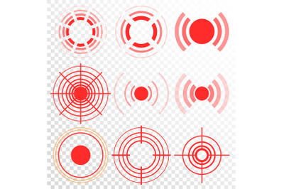 Pain Icon Set Vector. Circle. Ache, Hurt, Anguish. Symbol Throbbing Pain. Isolated Illustration