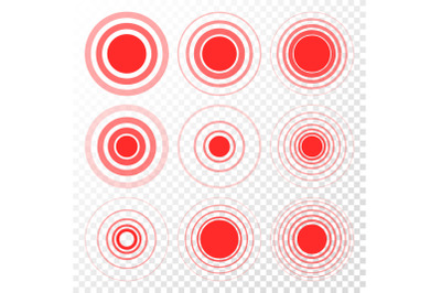 Pain Target Vector. Red Ring From Thin To Thick. Isolated Illustration