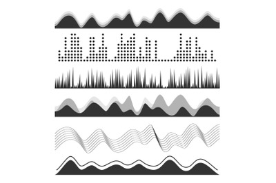 Music Sound Waves Pulse Abstract Vector. Digital Frequency Track Equalizer Illustration