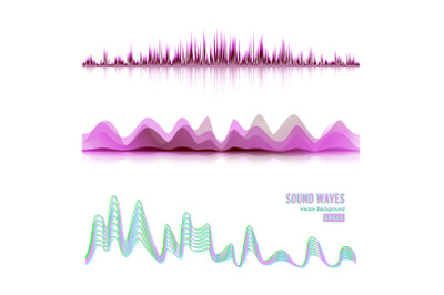 Music Sound Waves Pulse Abstract Vector. Digital Frequency Track Equalizer Illustration