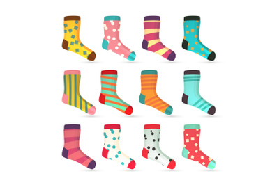 Child Socks Icons Vector. Colorful Socks Set